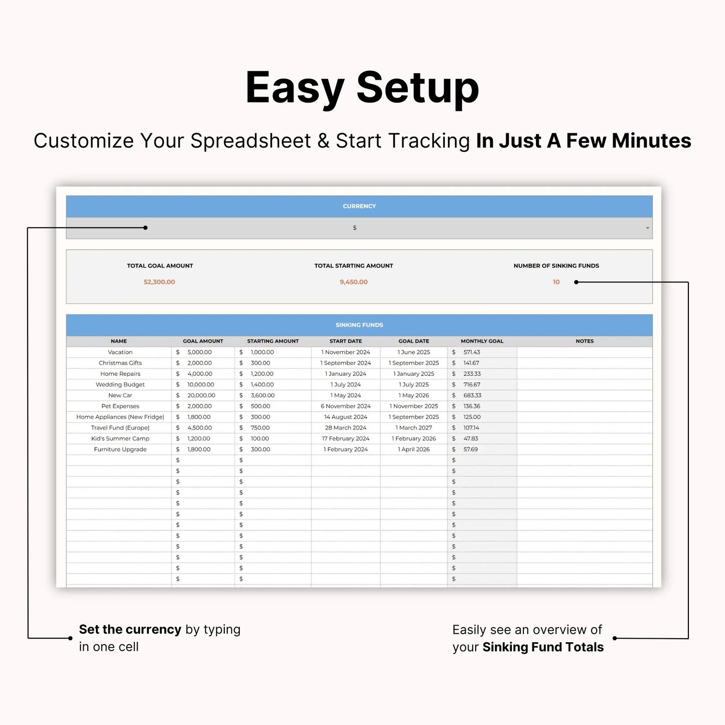 Sinking Funds Tracker